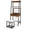 Costway Vanity Table Set Flip Top Mirror Ladder Storage Shelf Cushioned Stool Rustic